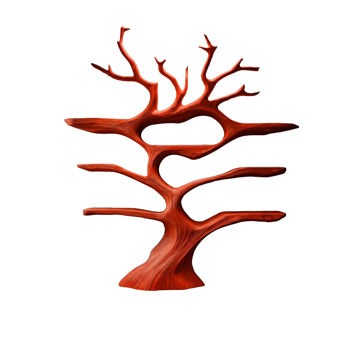 Illuminated Solid Hardwood Tree Wine Rack with LED Backlight in Mahogany finish