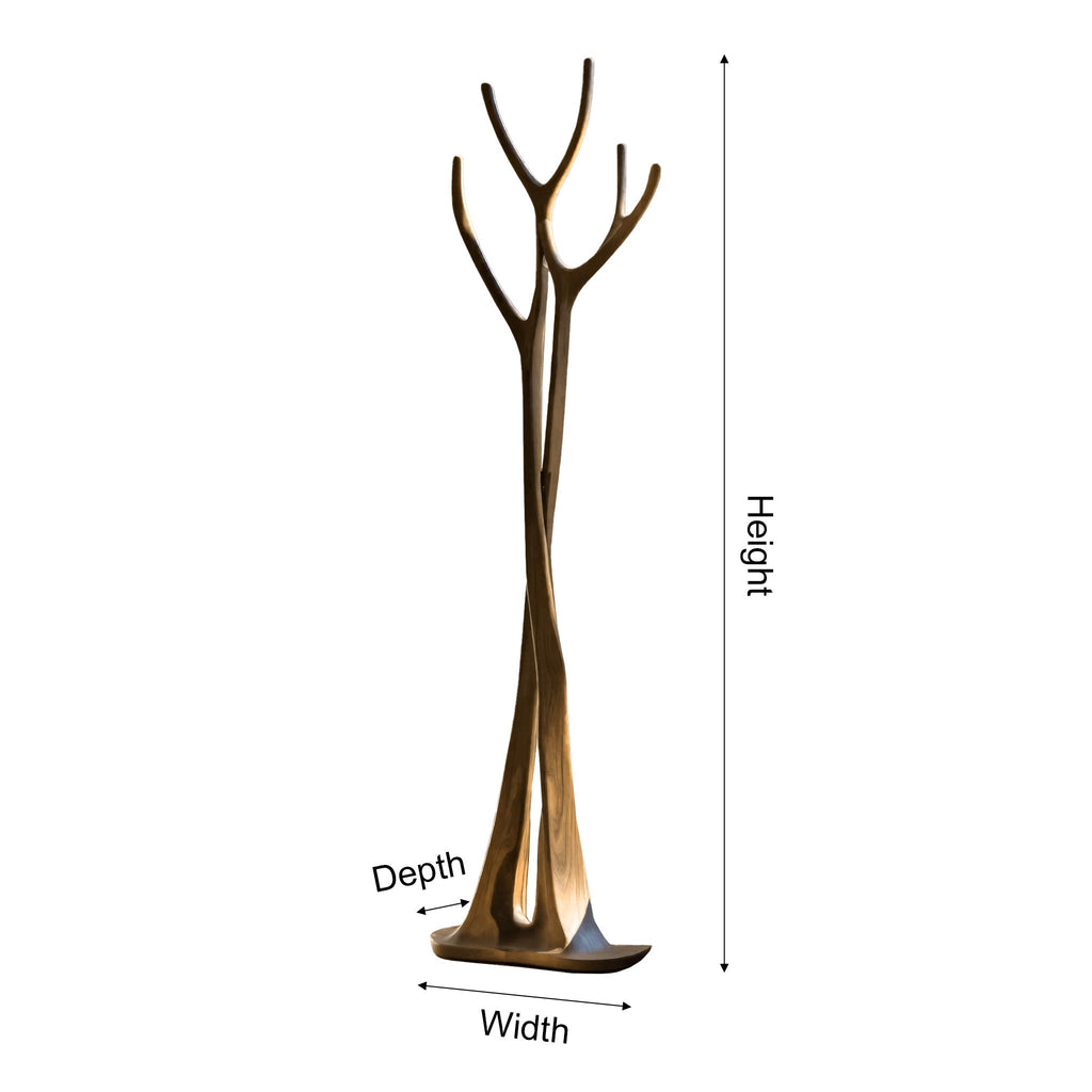 Sculpted Solid Wood Freestanding Tree Coat Rack with Curved Branches - view 2