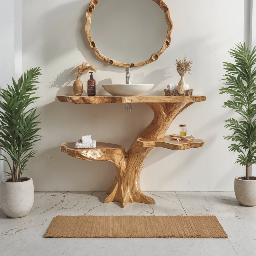 Live Edge Wood Floating Bathroom Vanity Counter Shelf - view 2
