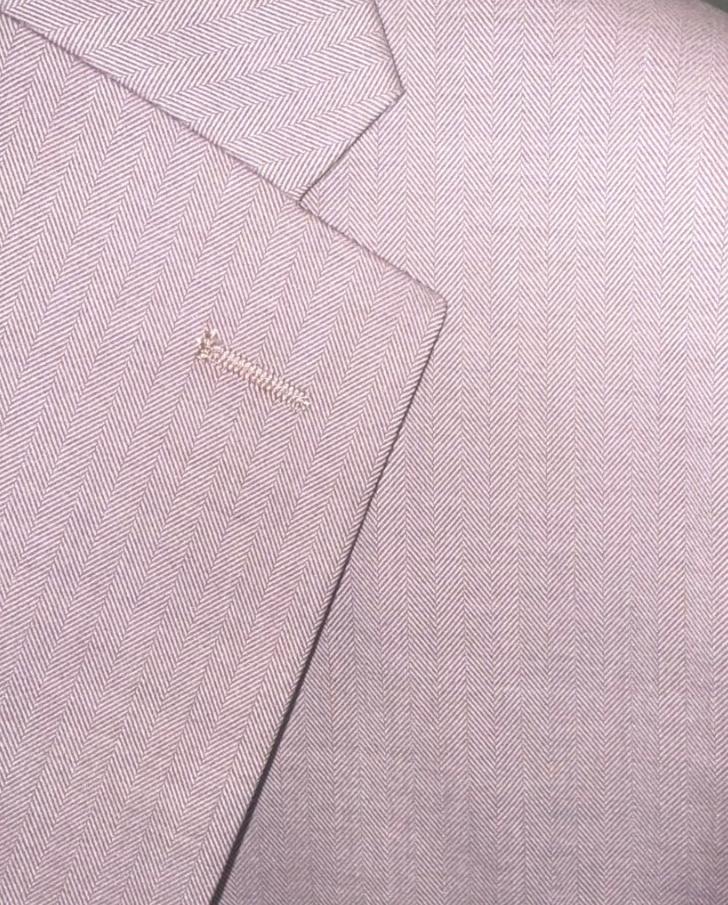 Men's Lavander Purple Herringbone Slim Fit Stretch 3-Piece Suit