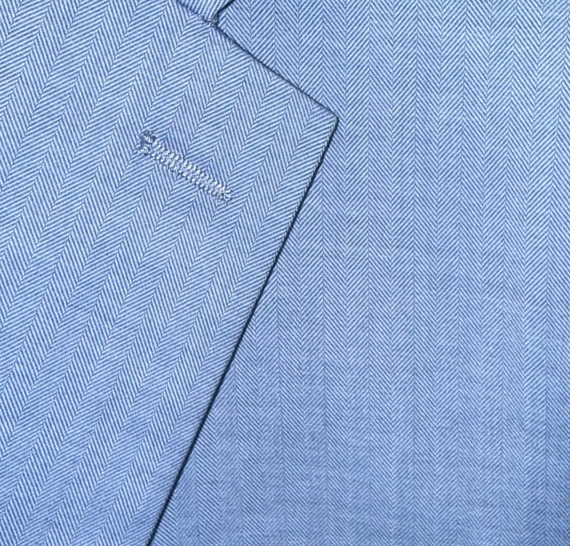 Men's Blue Herringbone Slim Fit Notch Lapel Stretch 3-Piece Suit