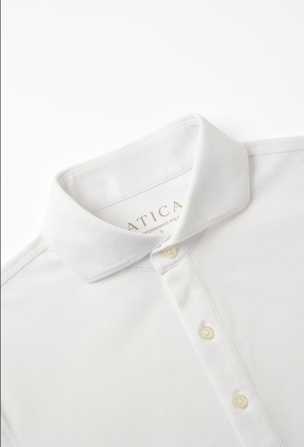 Men's White Dress Collar Short Sleeve Cotton Performance Polo Shirt