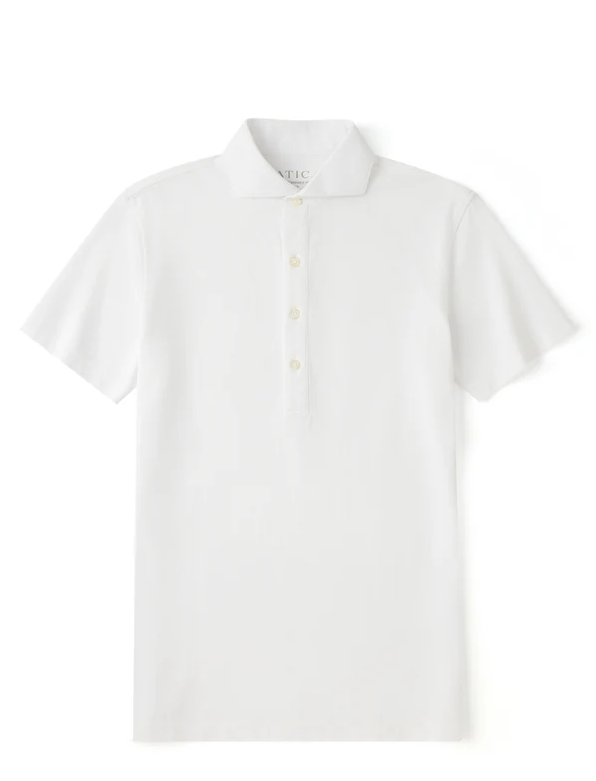 Men's White Dress Collar Short Sleeve Cotton Performance Polo Shirt