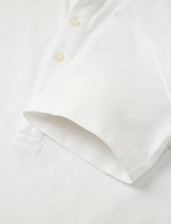 Men's White Dress Collar Short Sleeve Cotton Performance Polo Shirt