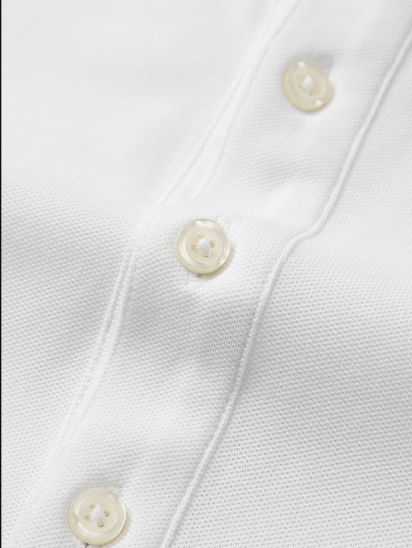 Men's White Dress Collar Short Sleeve Cotton Performance Polo Shirt