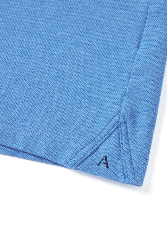 Men's Heather Sky Blue Dress Collar Short Sleeve Cotton Performance Polo Shirt