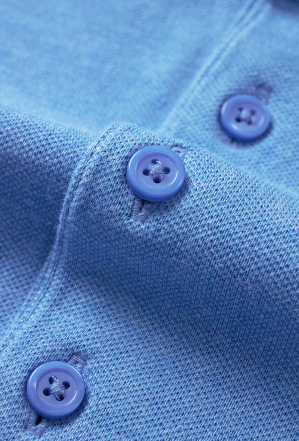 Men's Heather Sky Blue Dress Collar Short Sleeve Cotton Performance Polo Shirt