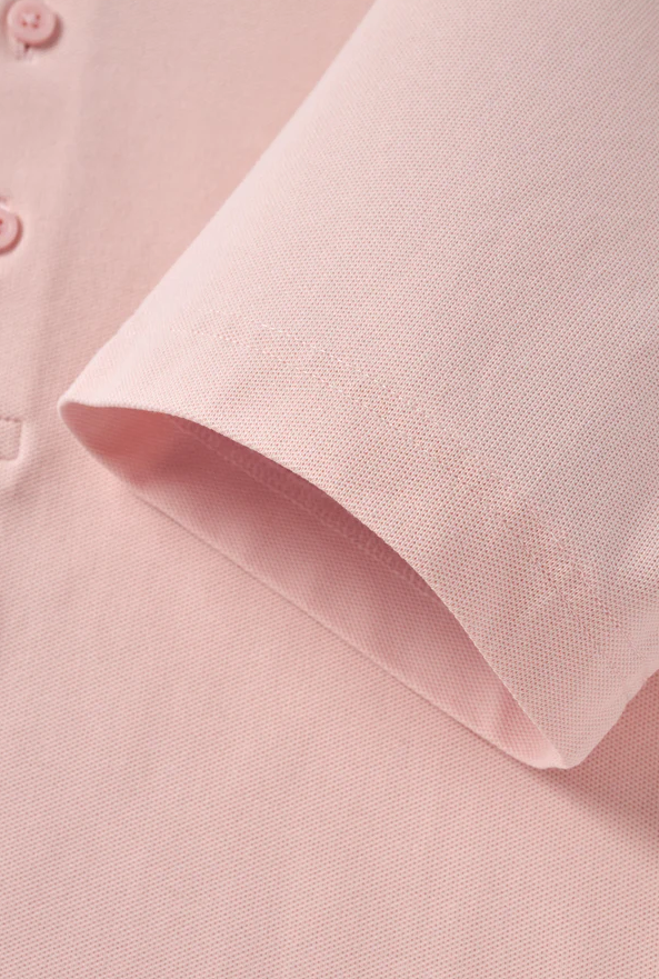 Men's Peach Dress Collar Short Sleeve Cotton Performance Polo Shirt