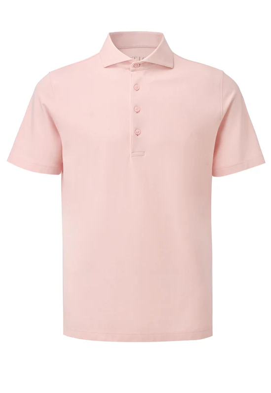 Men's Peach Dress Collar Short Sleeve Cotton Performance Polo Shirt