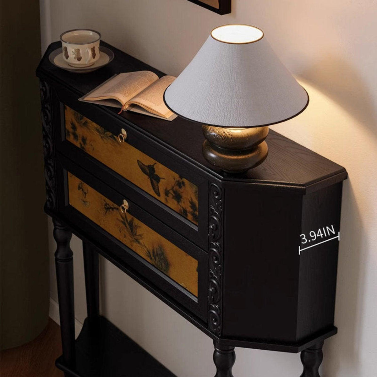 Solid Ash Wood Carved Accent Storage Cabinet, French Style - view 8