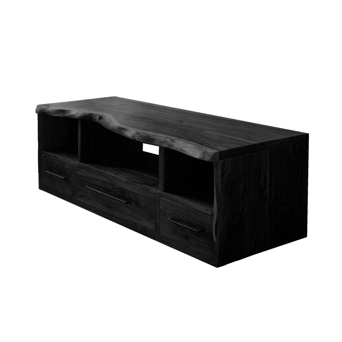Live Edge Solid Wood Floating Bathroom Vanity with Drawers in Black finish