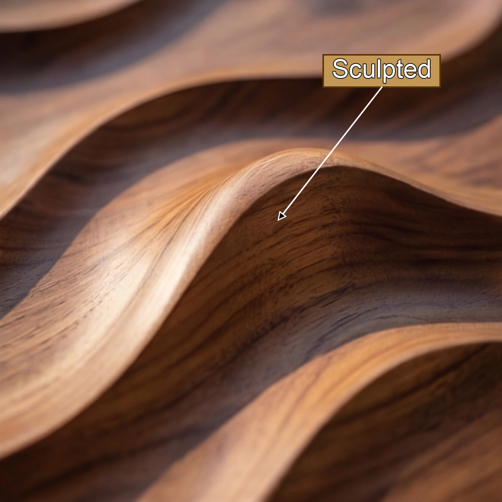 Wave-Carved Solid Wood Rectangular Single Entry Door - view 3