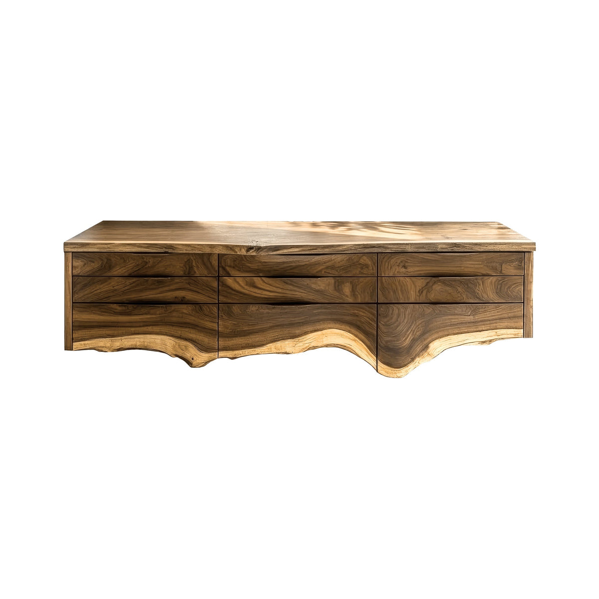 Live Edge Hardwood Floating Bathroom Vanity with Drawer Storage in Natural Oak finish