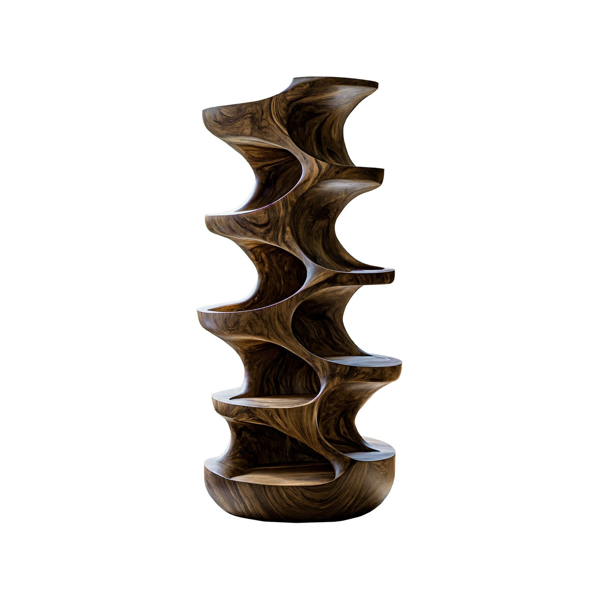 Sculpted Solid Wood Cat Tree with Hollowed Perching Platforms in Natural Oak finish