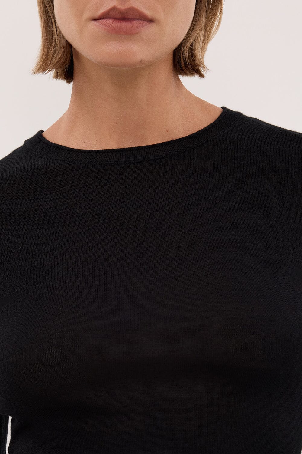 DUKE BLACK LONG SLEEVE MERINO KNIT TOP