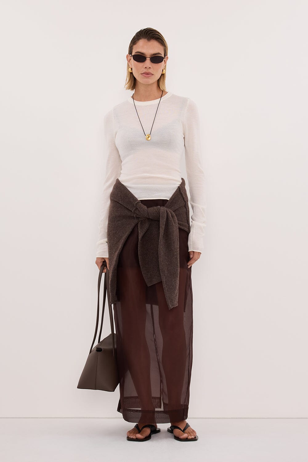 DUKE OFF WHITE LONG SLEEVE MERINO KNIT TOP