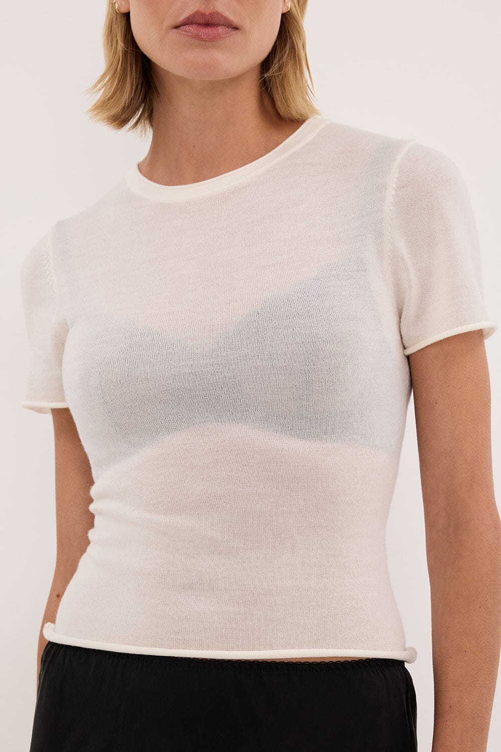 DUKE OFF WHITE MERINO KNIT BABY TEE