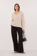 ROSE CHALK CABLE KNIT SWEATER