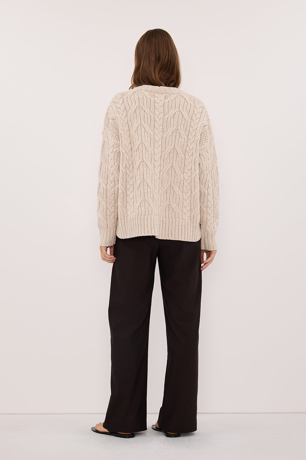 ROSE CHALK CABLE KNIT SWEATER