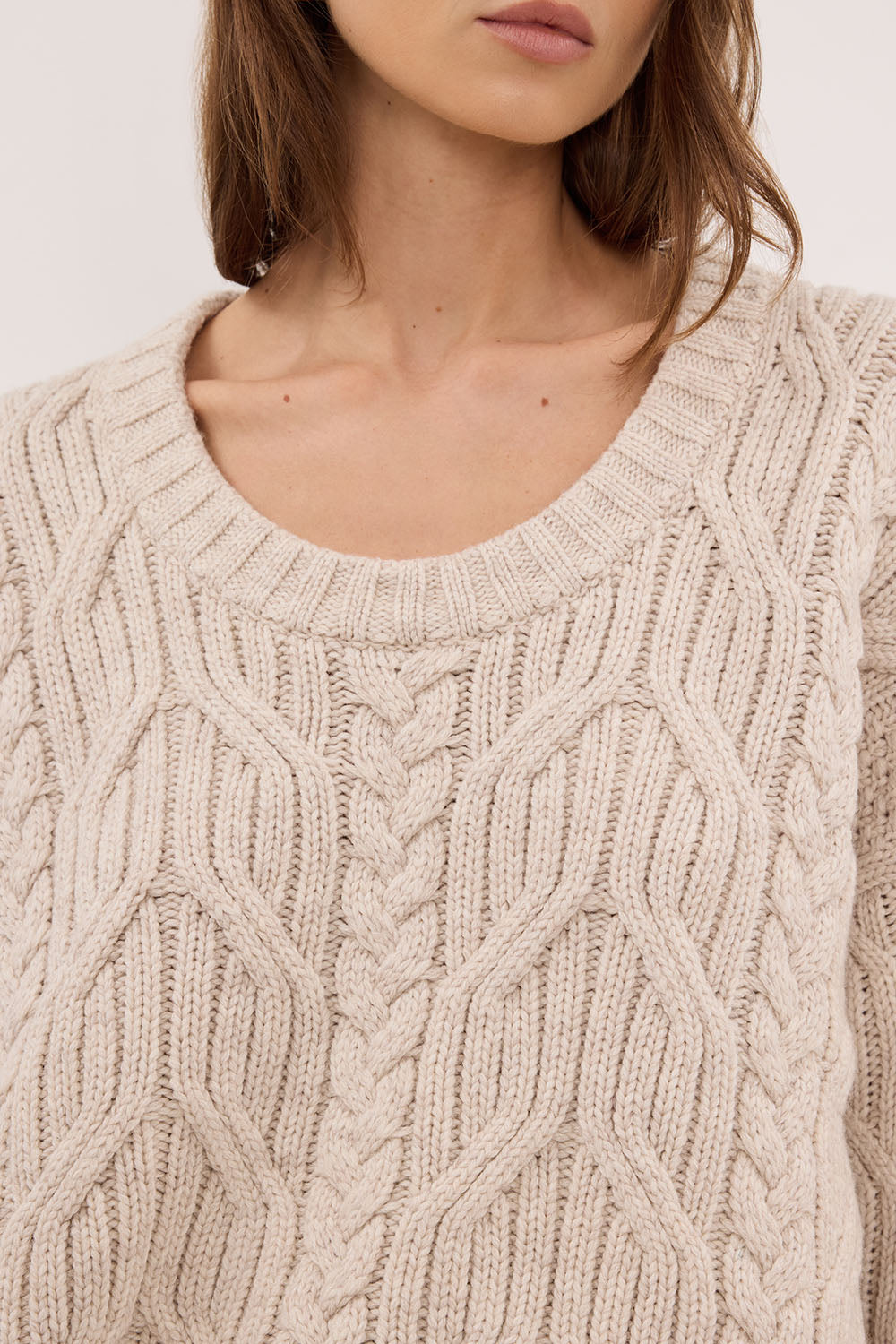 ROSE CHALK CABLE KNIT SWEATER