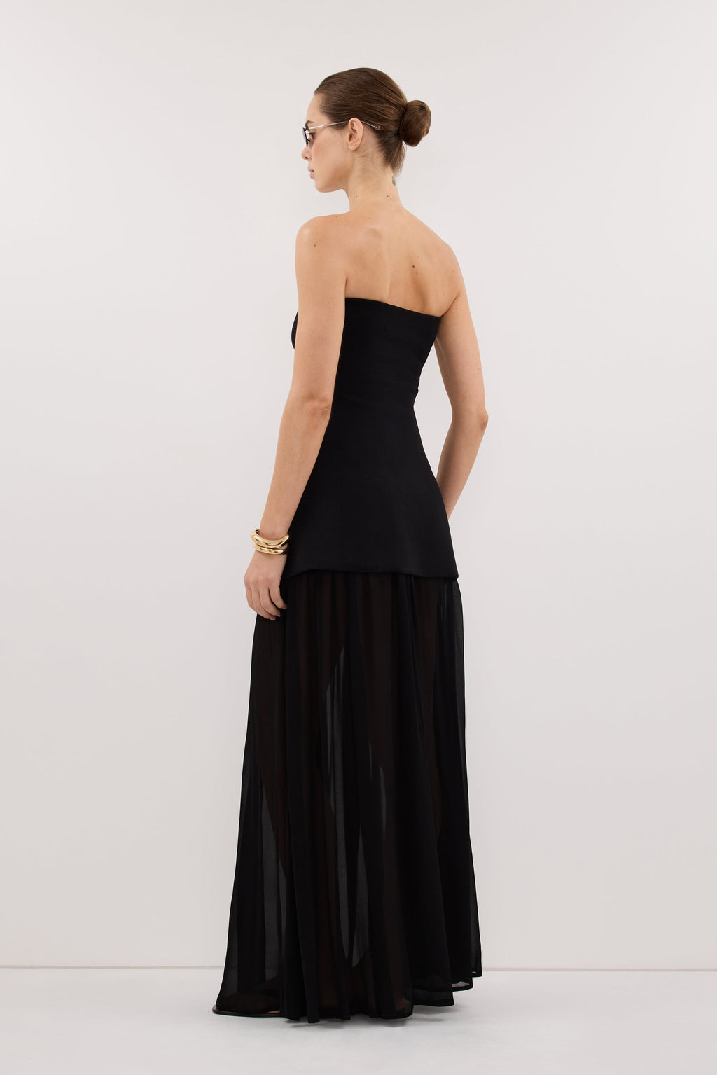 COCO BLACK LONGLINE BANDEAU KNIT TOP