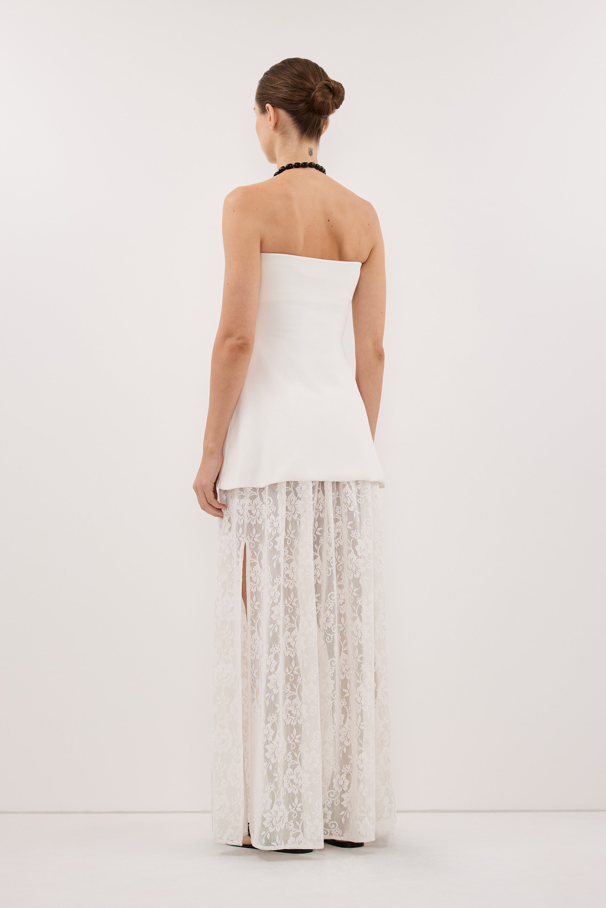 COCO OFF WHITE LONGLINE BANDEAU KNIT TOP