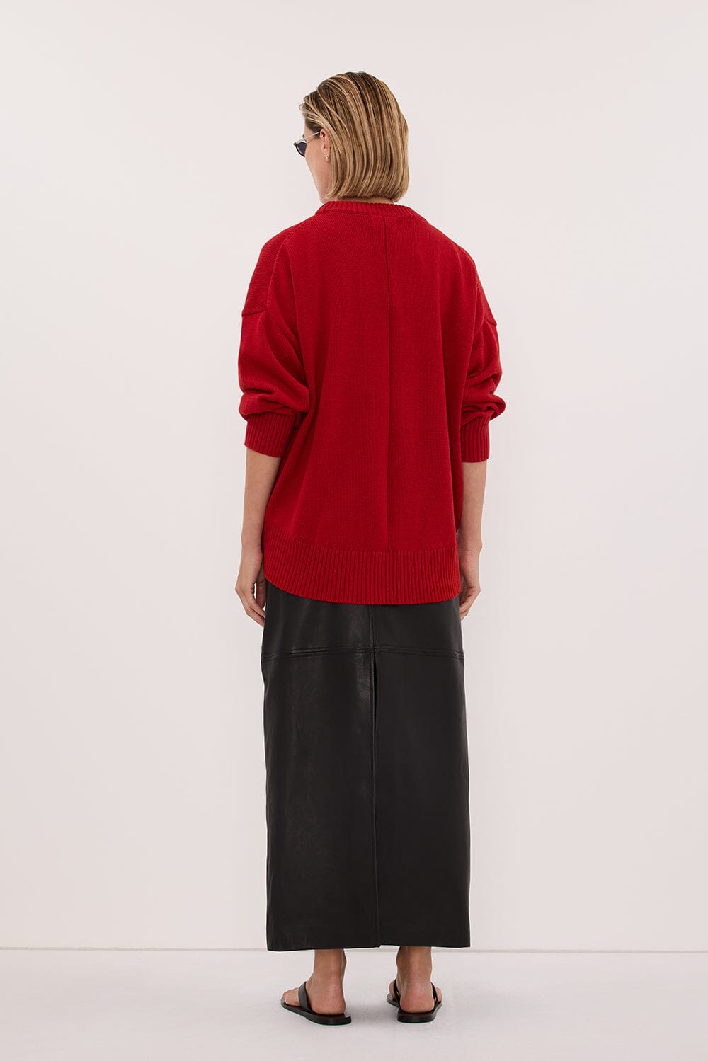 MILA BURNT RED CREW NECK KNIT JUMPER