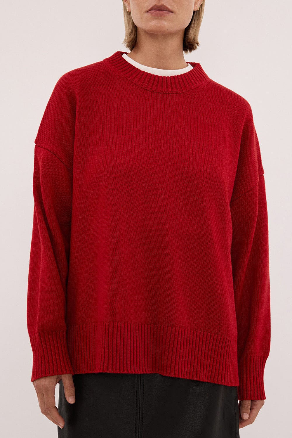 MILA BURNT RED CREW NECK KNIT JUMPER