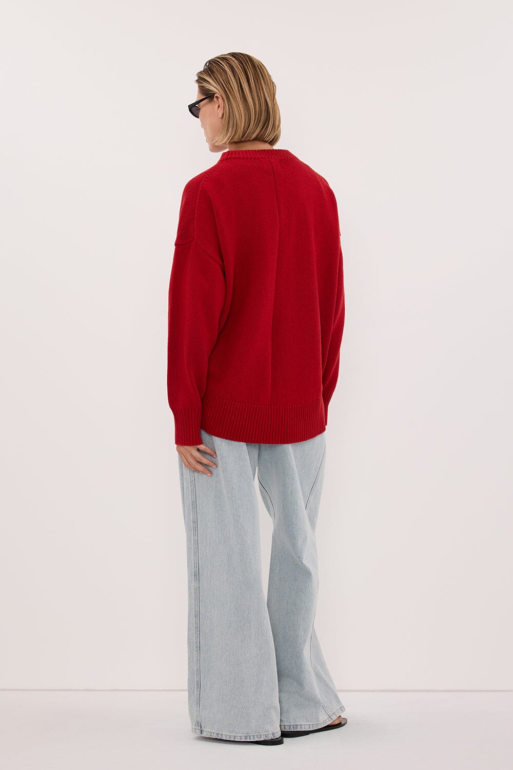 MILA BURNT RED CREW NECK KNIT JUMPER