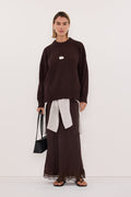 MILA CHOCOLATE CREW NECK KNIT JUMPER
