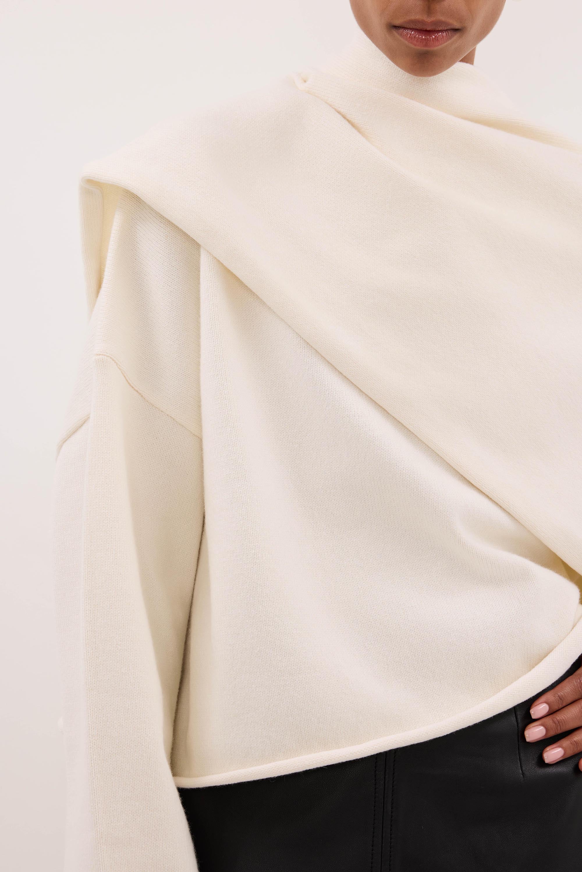 ANDIE IVORY SCARF KNIT JUMPER