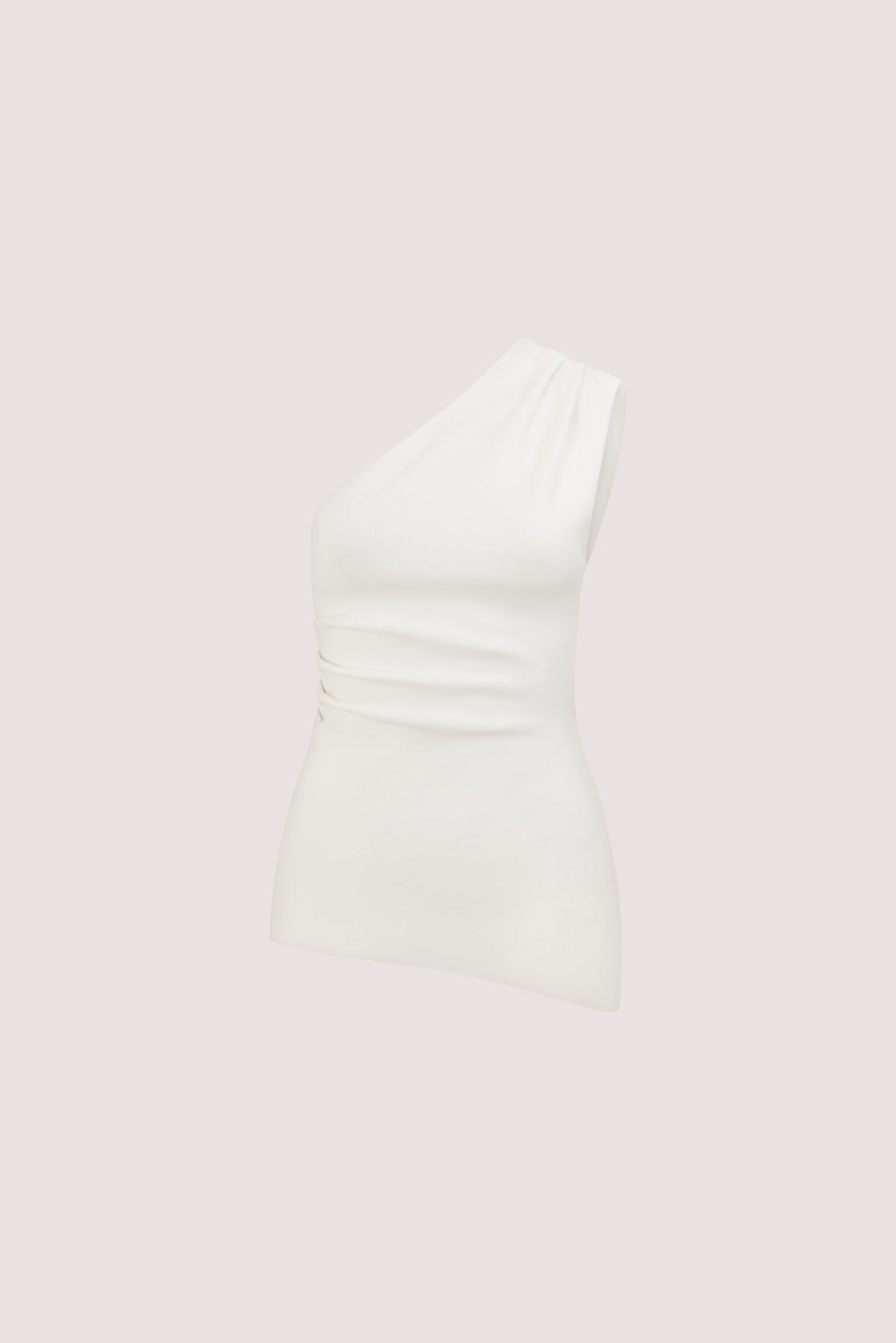 BRYNN OFF WHITE ONE SHOULDER KNIT TOP