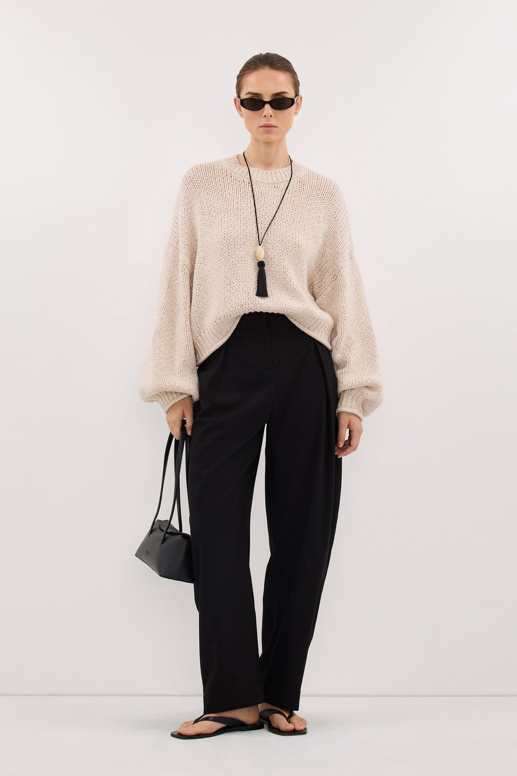 ROSA CHALK CROPPED KNIT JUMPER