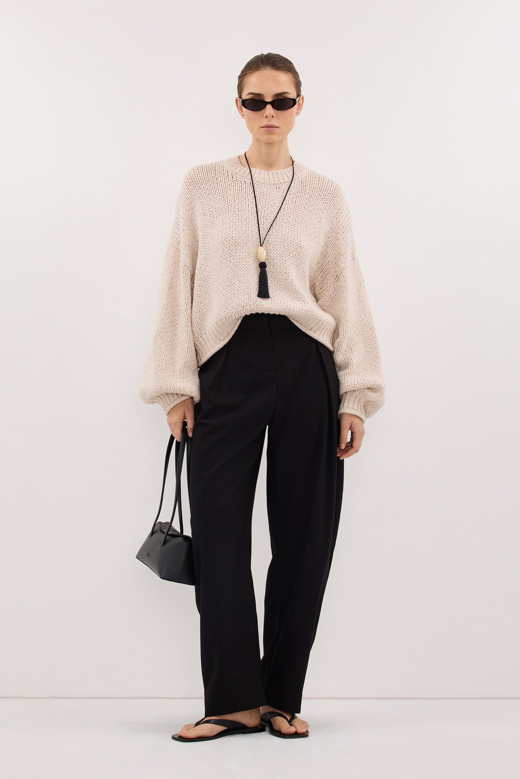 ROSA CHALK CROPPED KNIT JUMPER