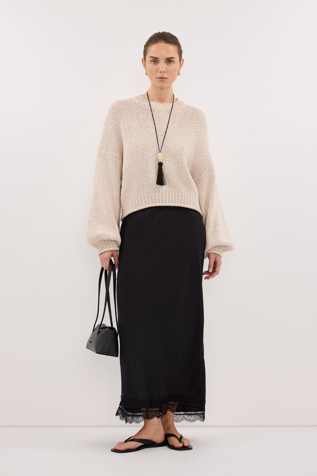 ROSA CHALK CROPPED KNIT JUMPER