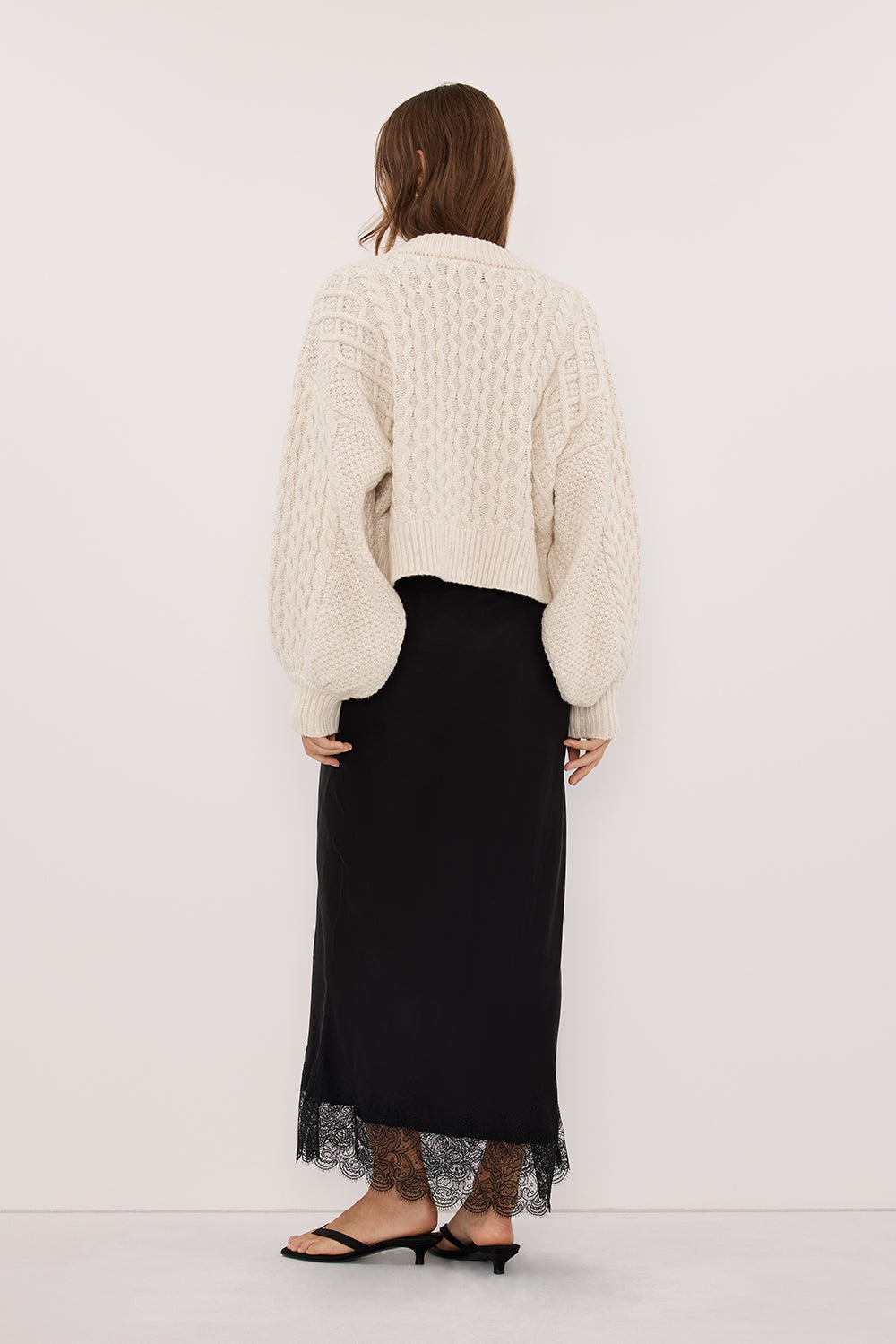 CARMEN IVORY CABLE KNIT CARDIGAN