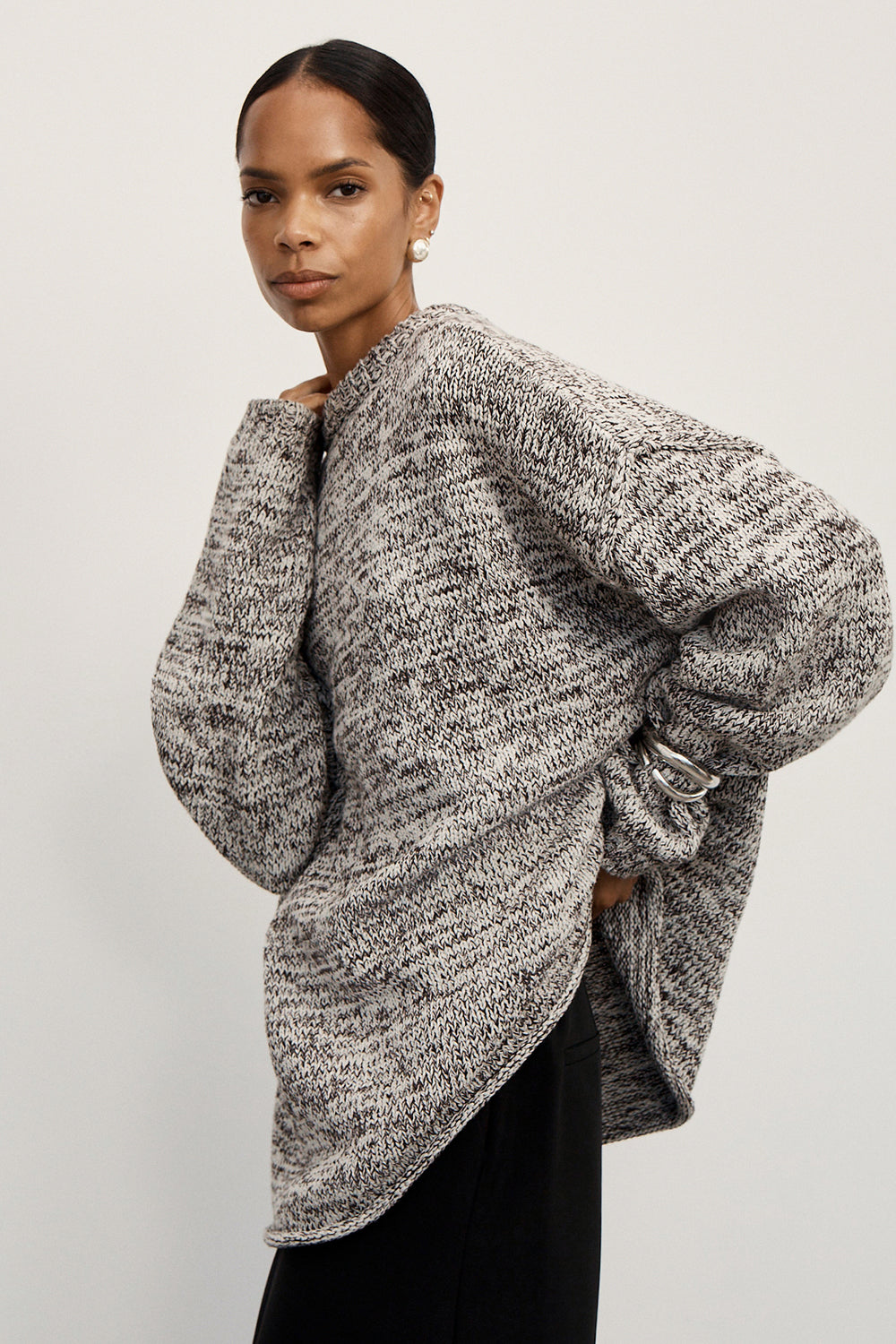 JETT CHOC MARLE LONGLINE KNIT JUMPER