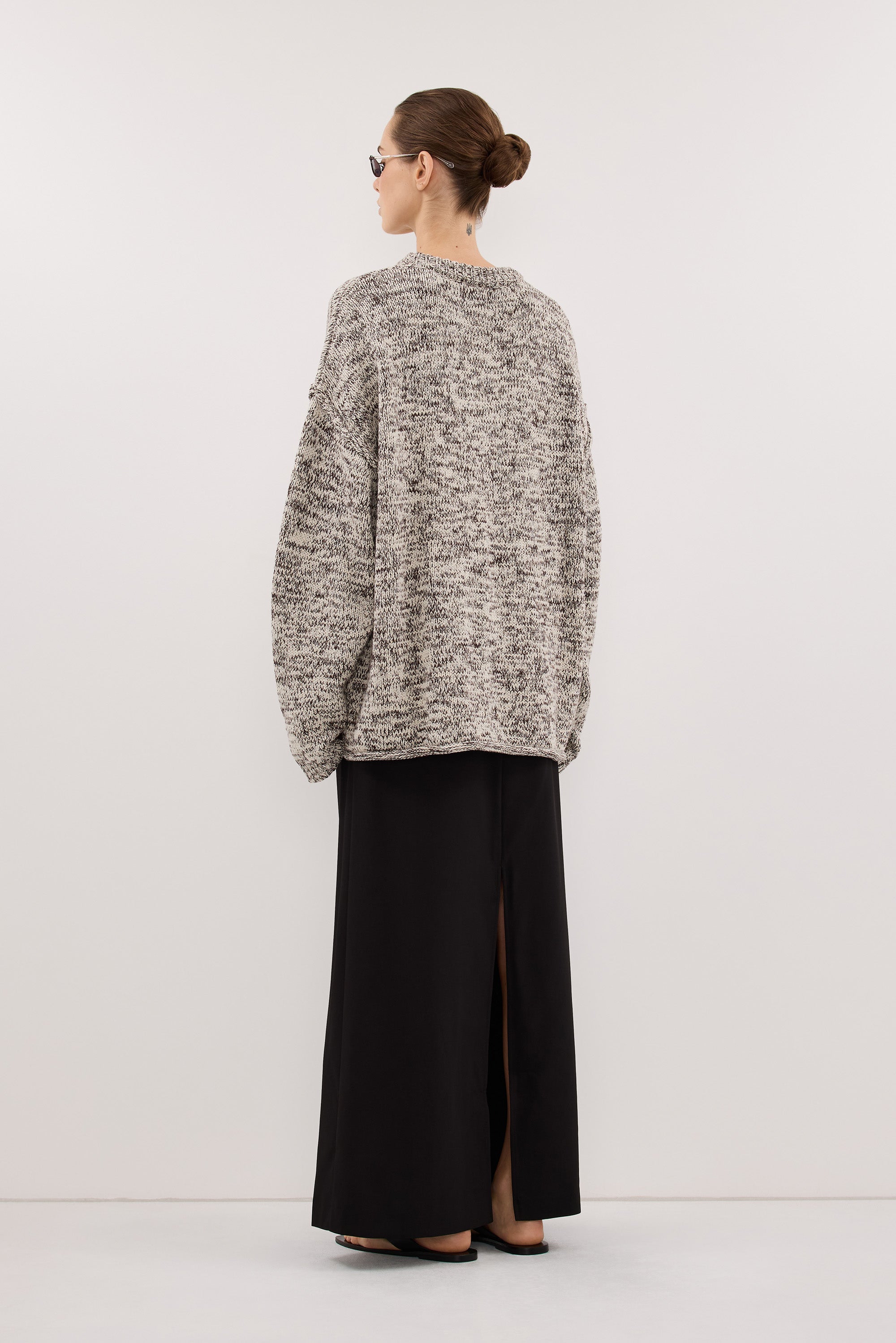 JETT CHOC MARLE LONGLINE KNIT JUMPER