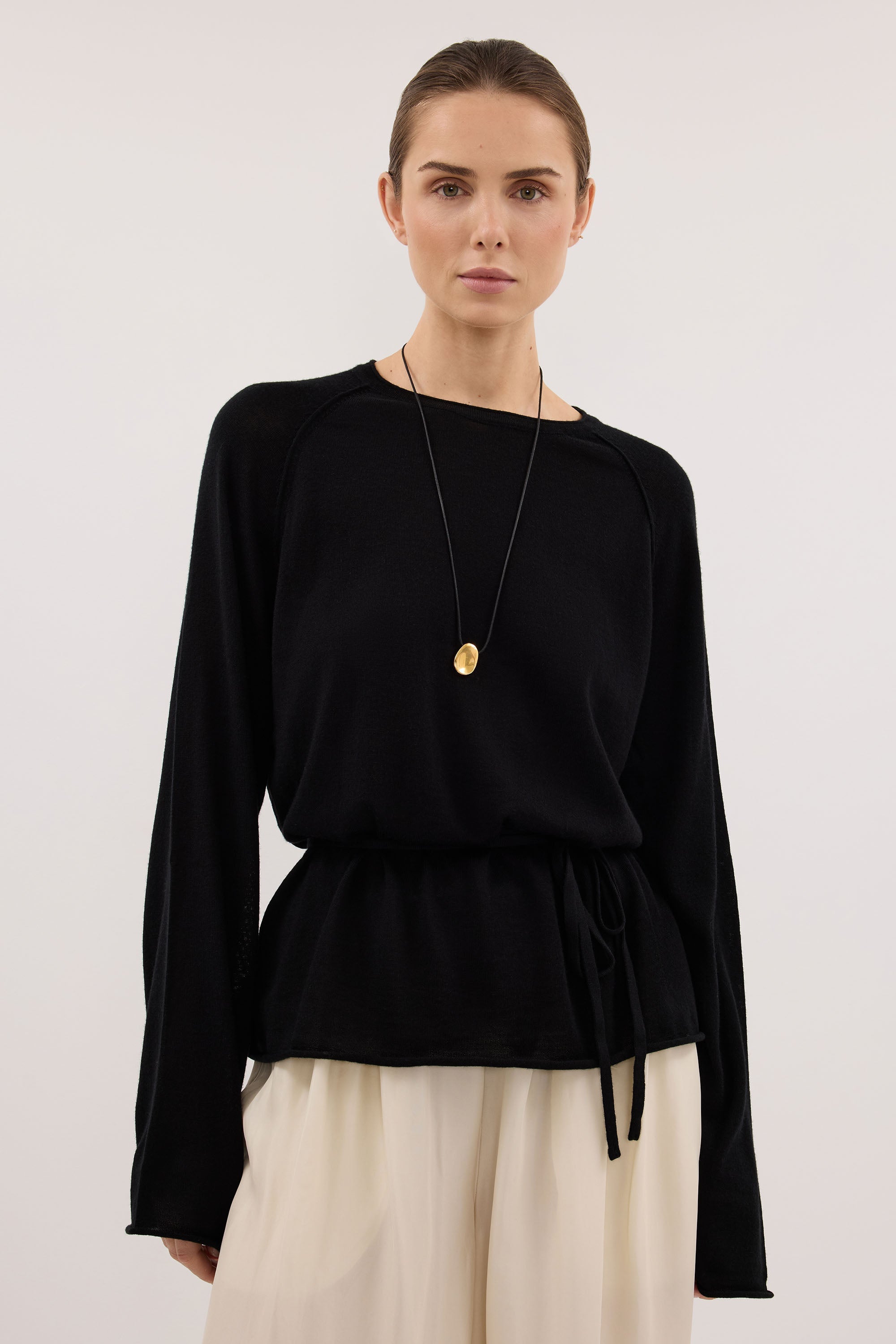 DUKE BLACK TIE MERINO KNIT TOP
