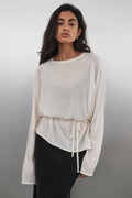 DUKE OFF WHITE TIE MERINO KNIT TOP