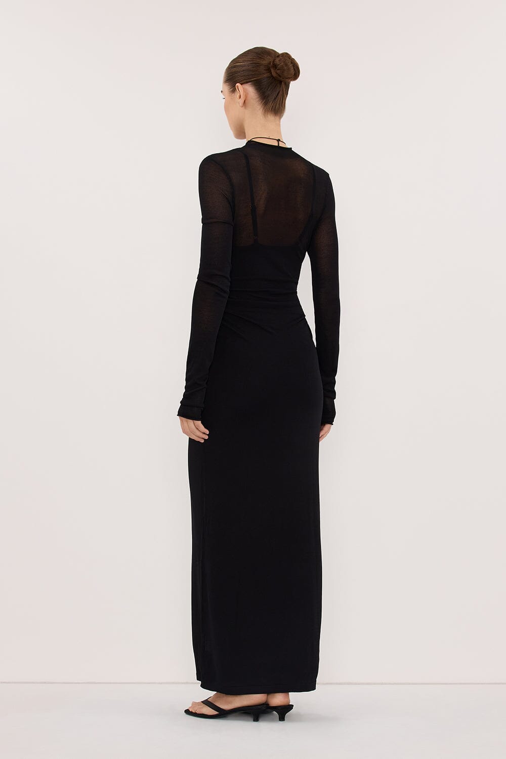 HAZEL BLACK LONG SLEEVE KNIT MIDI DRESS