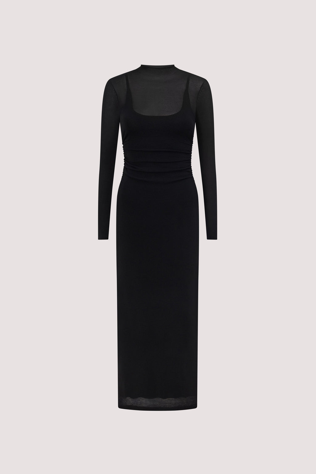 HAZEL BLACK LONG SLEEVE KNIT MIDI DRESS