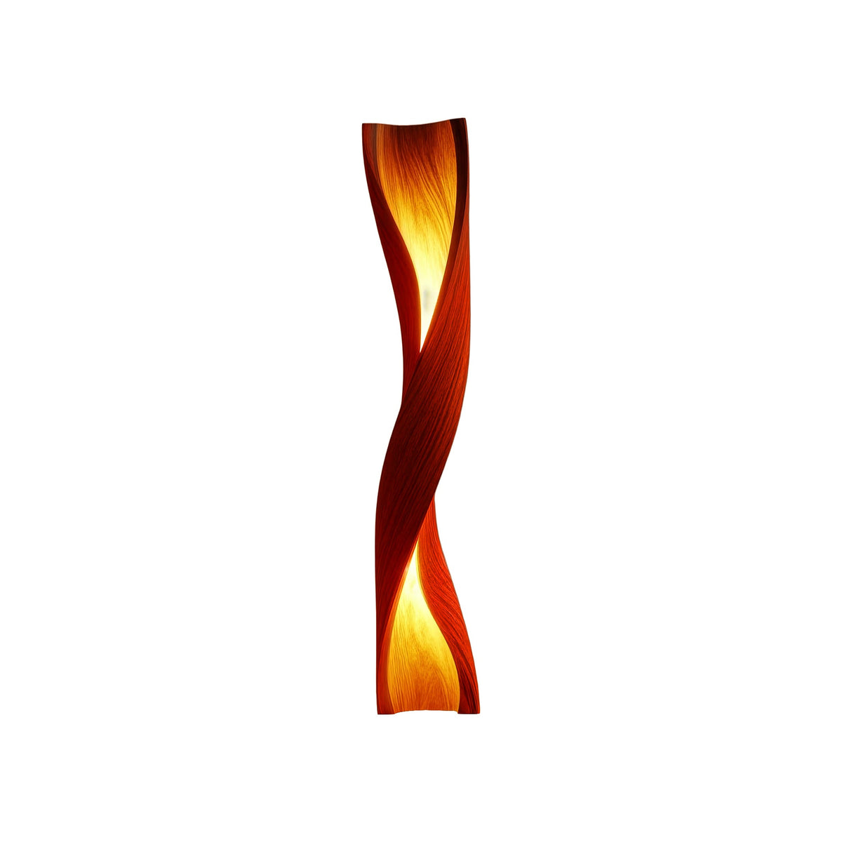Sculpted Solid Wood Twisting Floor Lamp with Integrated LED in Mahogany finish