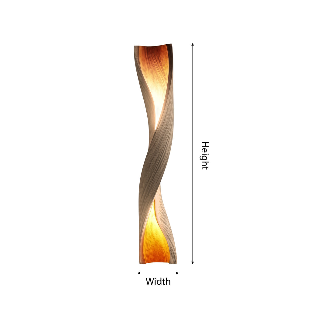Sculpted Solid Wood Twisting Floor Lamp with Integrated LED - view 5
