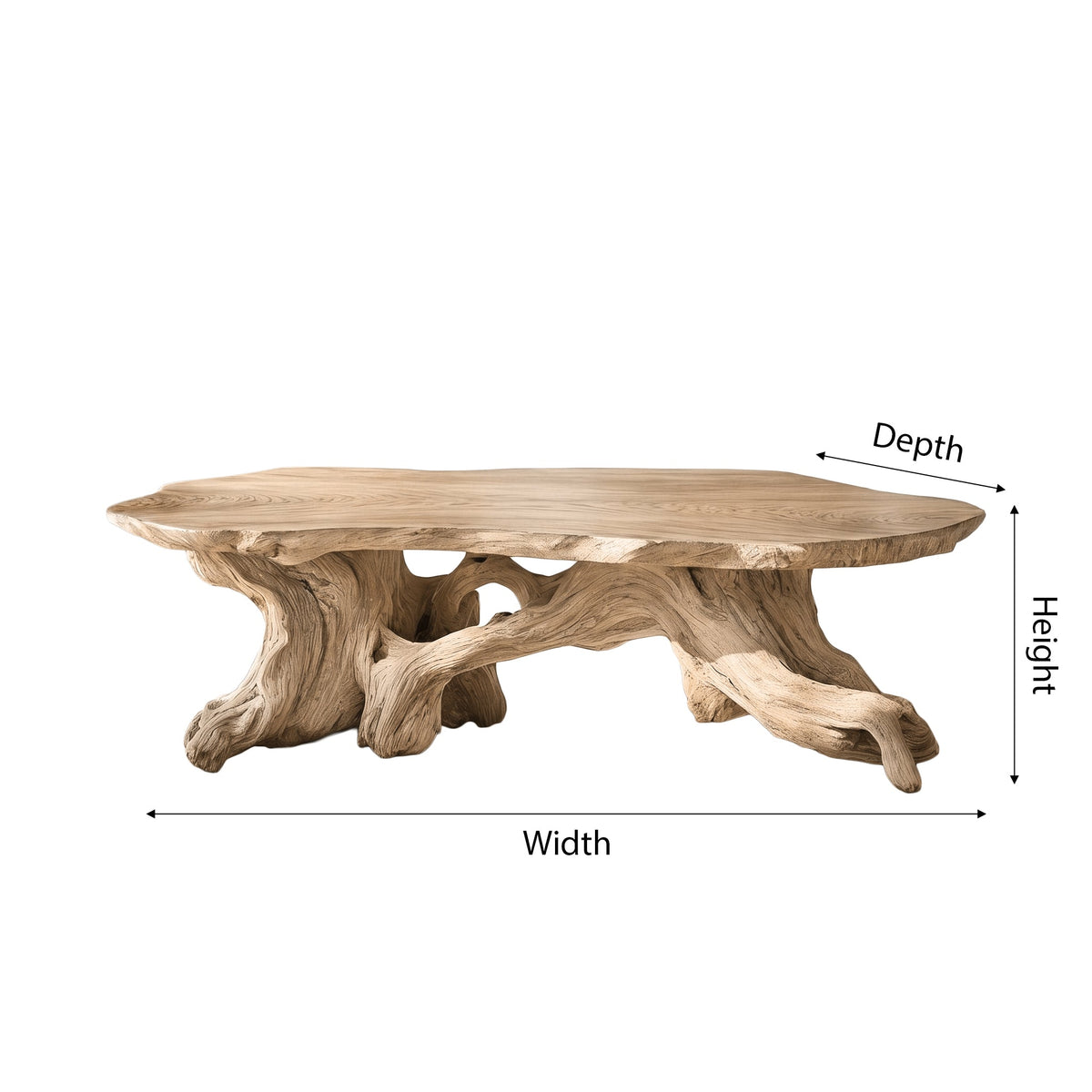 Live Edge Solid Wood Coffee Table with Root-Inspired Base - view 5