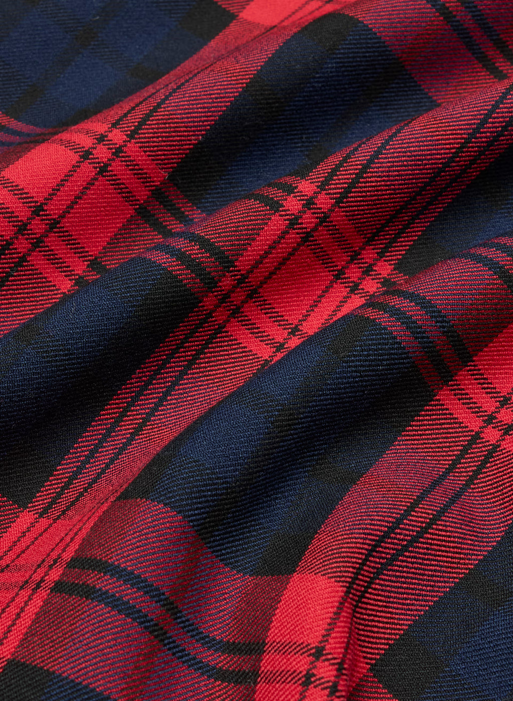 Low-Rise Knee-Length Twill Skirt - Navy Plaid
