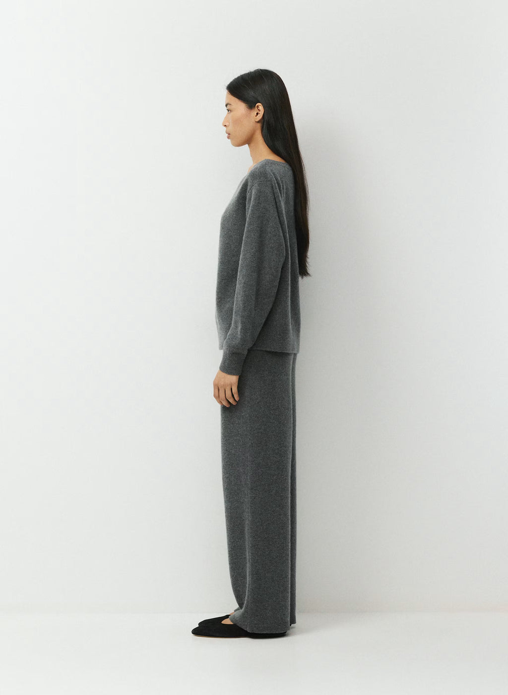 Cashmere Boatneck Sweater - Heather Gray