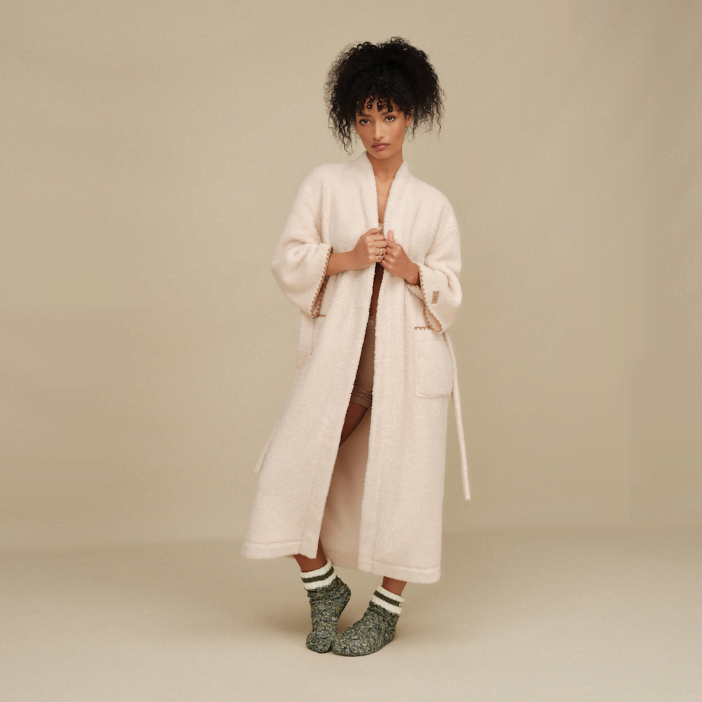 Women's Plush Fleece Full-Length Robe - Cream