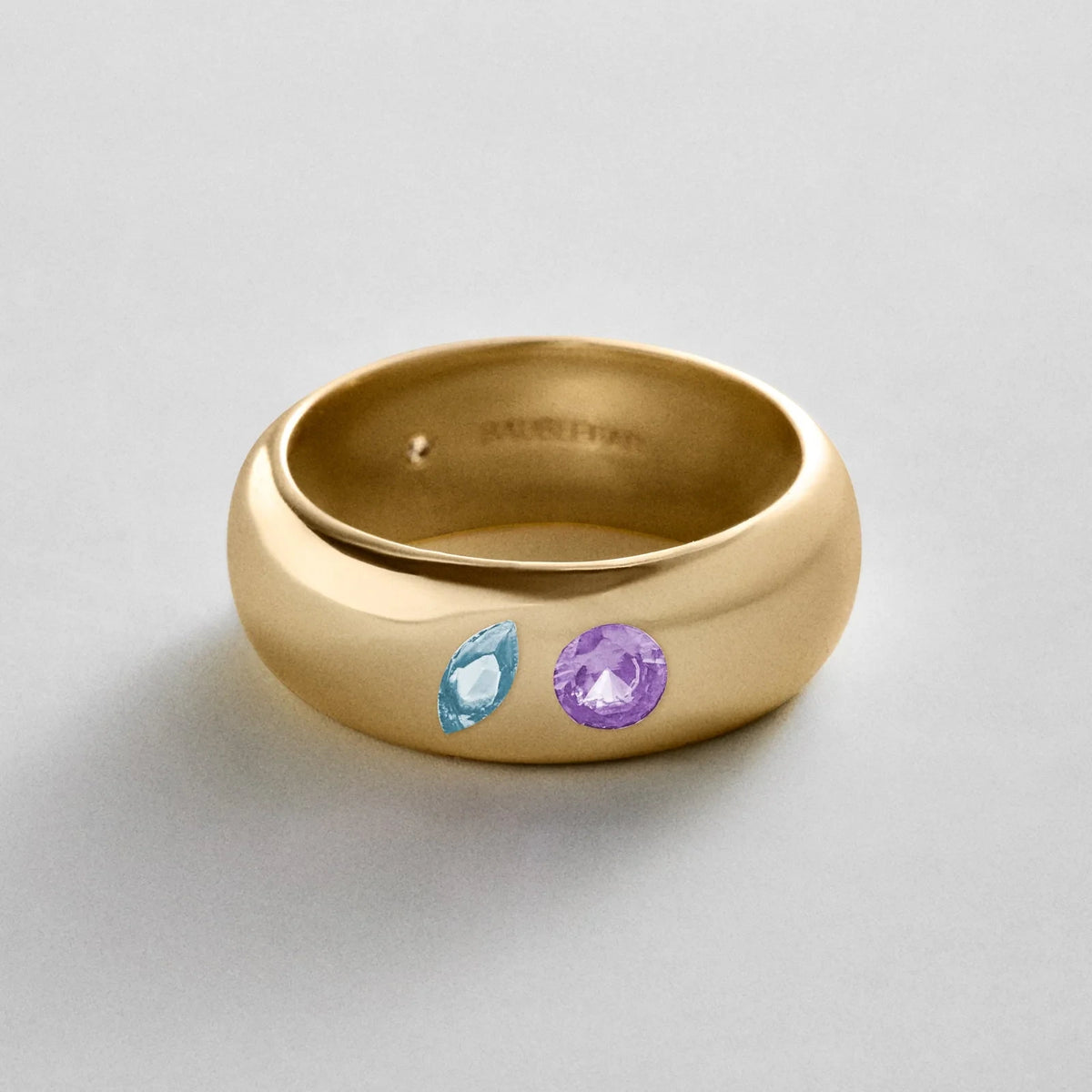 Custom Two-Stone Gold-Plated Band Ring