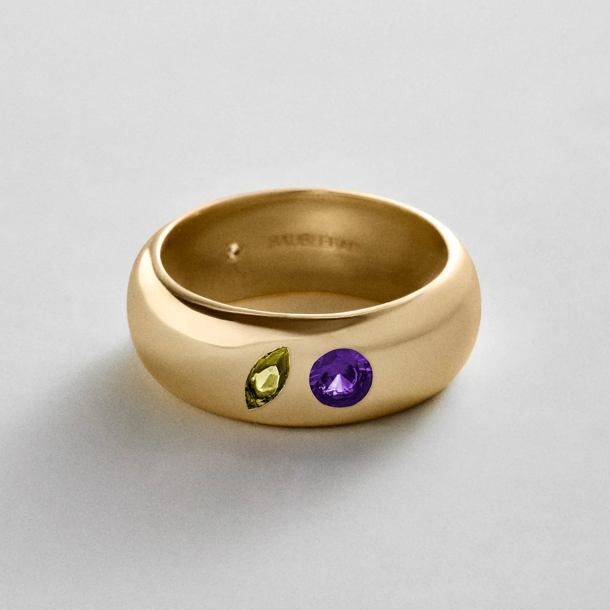 Custom Two-Stone Gold-Plated Band Ring